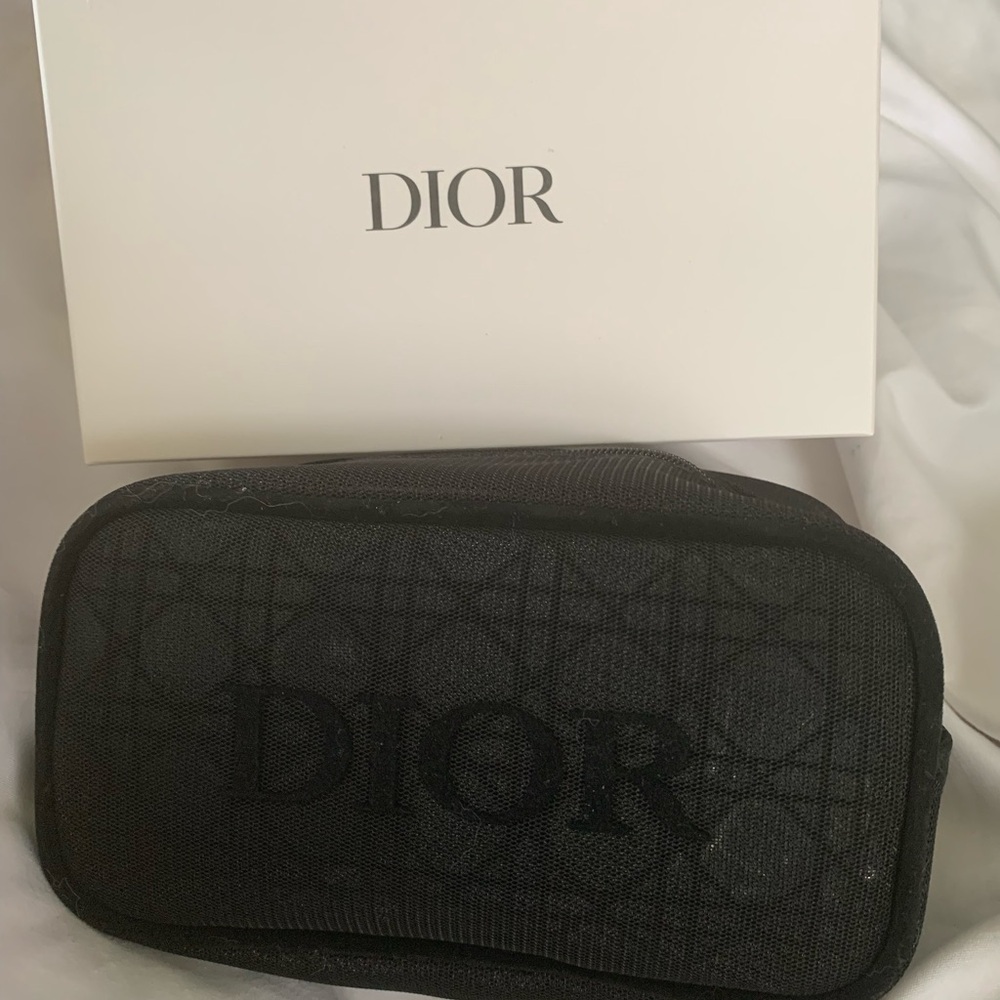 New w/box Dior Black Mesh Cosmetic Bag